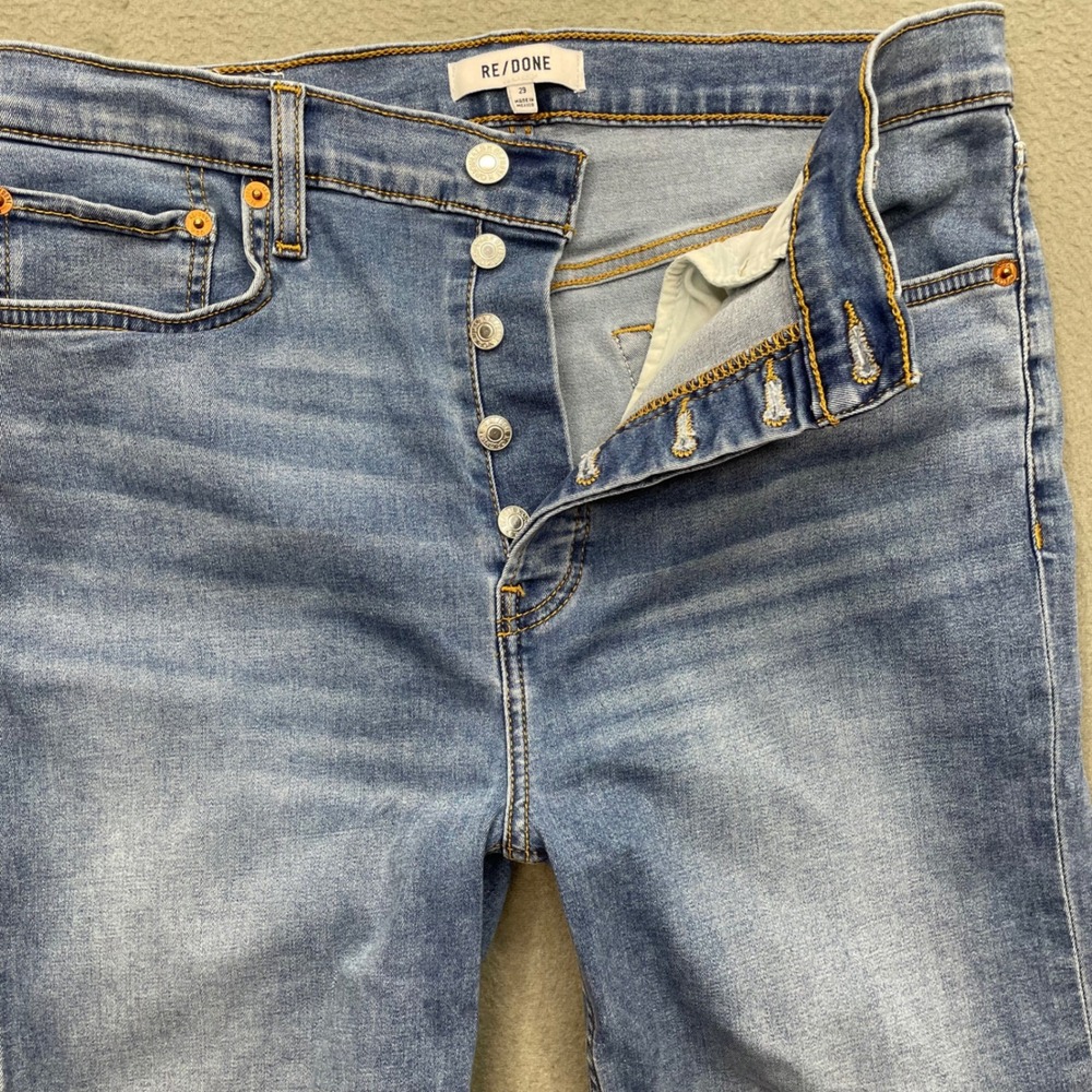 RE/DONE High Rise Straight Jeans Women's 29 Vintage Faded Blue Button Fly